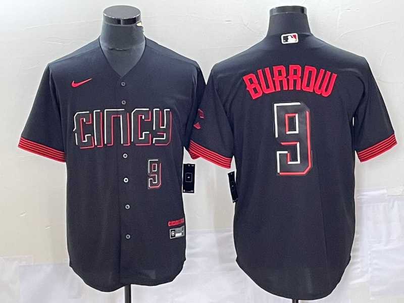 Men's Cincinnati Reds #9 Joe Burrow Number Black 2023 City Connect Cool Base Stitched Baseball Jersey2,We sell and wholesale Men's Cincinnati Reds #9 Joe Burrow Number Black 2023 City Connect Cool Base Stitched Baseball Jersey2 on line form chian!